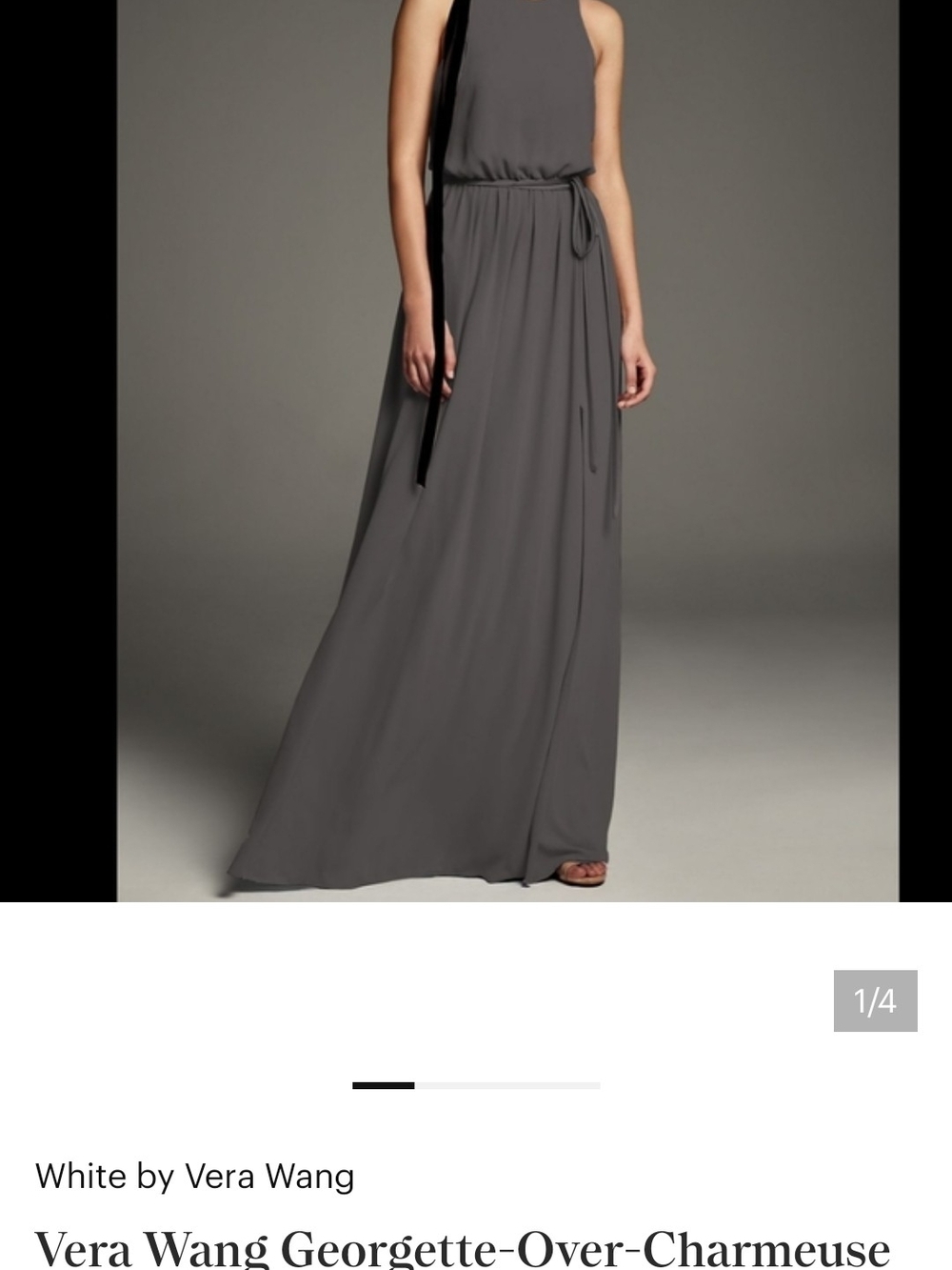 Vera Wang Gray Sleeveless Georgette Maxi Gown